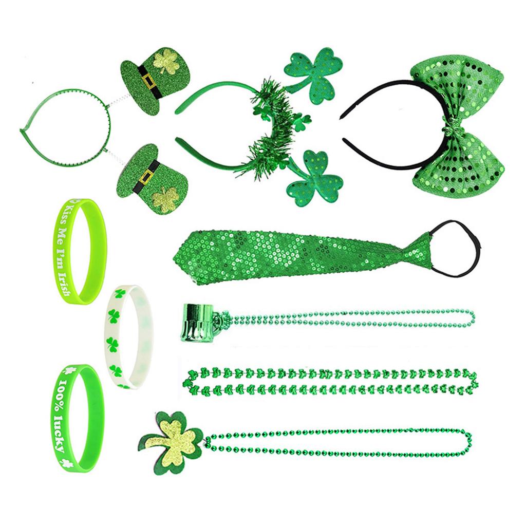 Glitter Headband Shamrock Photo Props Fun NecklaceHeadband Party Blingbling Karaoke Party Hair Hoop Leprechaun