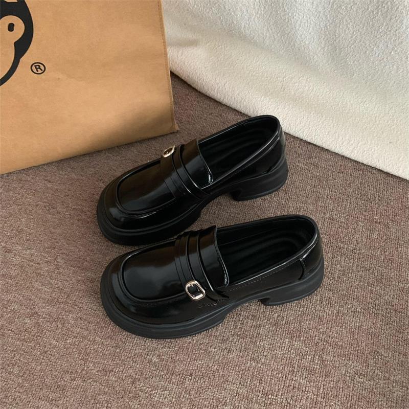 

Весна 2025 Туфли Мэри Джейн в британском стиле на платформе - Изысканные кожаные слипоны для формы JK 39 чёрный