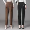 "2023 Brown Women's High Waist Drape Harem Trousers for Spring and Autumn"