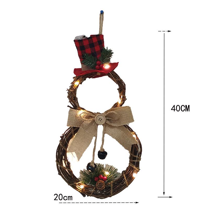 Home LED Wreath Hanging Pendant Rattan with Light for Christmas Halloween Door Decor
