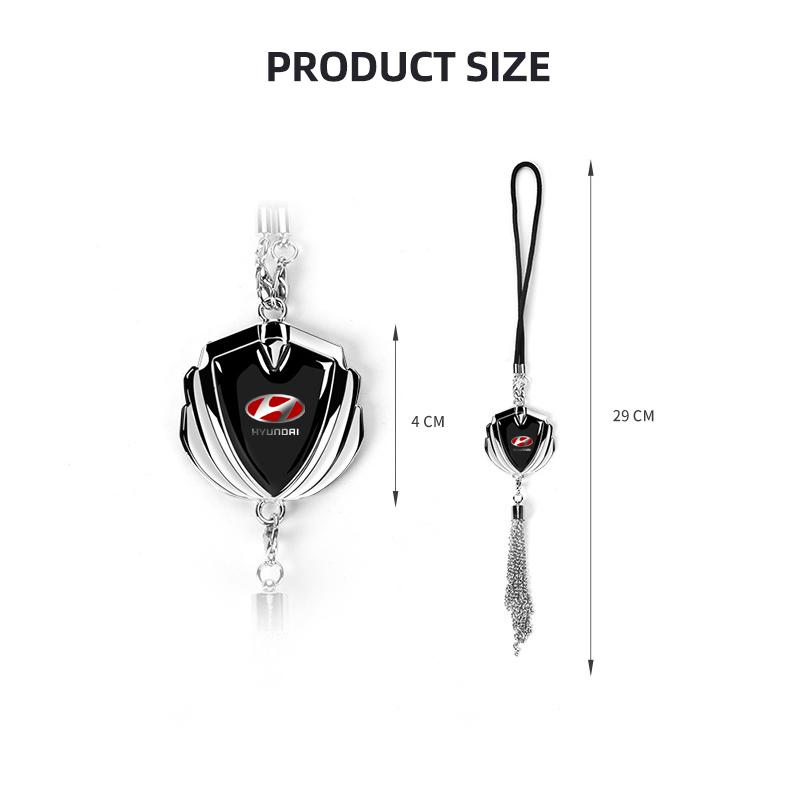 3D Metal Car Badge Rear View Mirror Pendant Hanging Ornaments Accessories For Hyundai Kona Creta Santa Fe Coupe Genesis Equus AH4