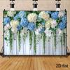 2D Floral Wall Backdrop with Green Vines Photo Booth Banner
