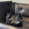 Casual Underarm Bag Large Capacity Solid Tote Bag Snap Button PU Leather Shoulder Bag  Outdoor