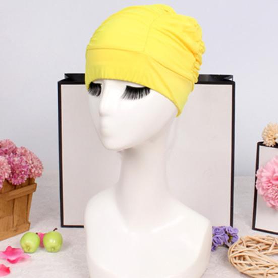 Women Cloth Swimming Cap, Breathable Ruffle Solid Color Swim Pool Cap for Adults, Short Long Thick Hair Ear Protection Bathing Hat