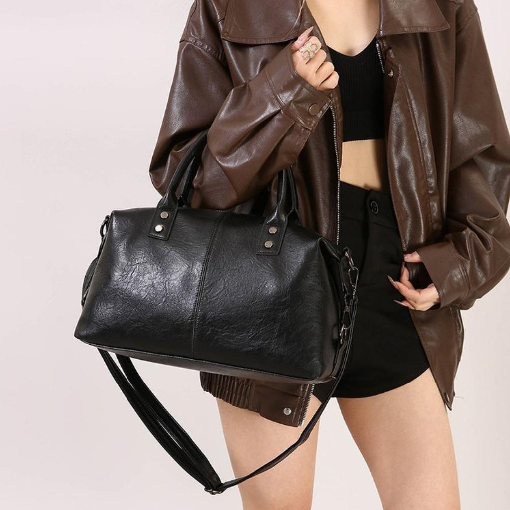 Boston Bag Unisex Faux Leather Large Capacity Shoulder Crossbody Daily Wear