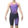 Swimsuit Fitness One Piece Spats Half Snug Navy x Purple O [Arena] (Open Back, Leg, Pad) Women's (NVPP)