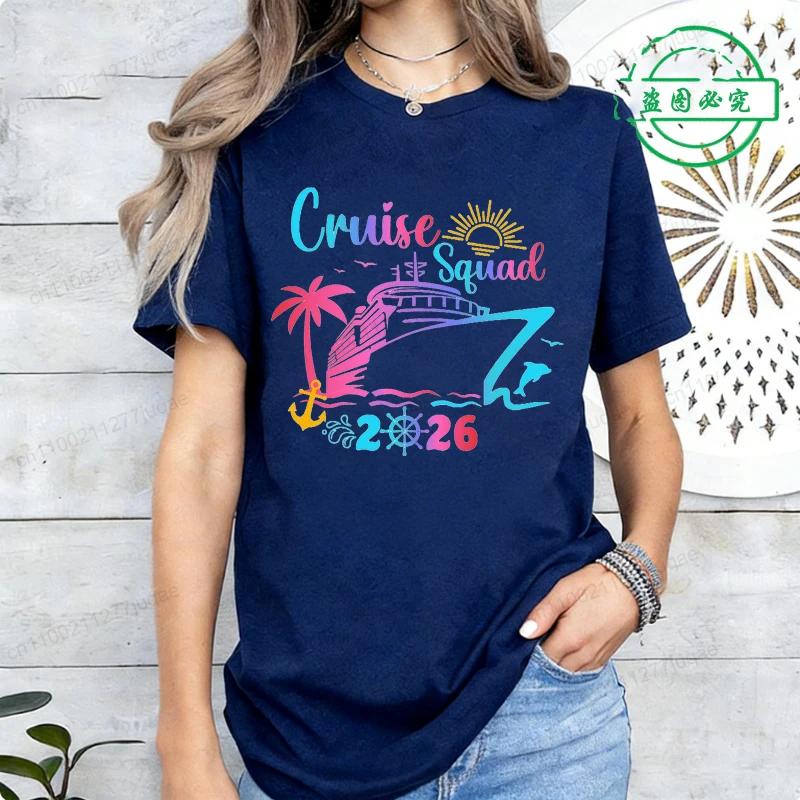 

Cruise Squad 2026 Print Tee Shirts Family Birthday Cruise Women s Harajuku T-shirt Short Sleeve Female Clothing Street Tee Tops 6XL