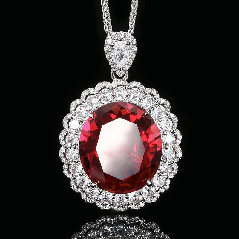 Jewelry Copper Bottom Gold Plating Simulation Red Corundum Light Luxury Main Stone 18 * 20
