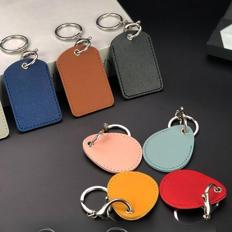 Access Card Case Leather Card Holder Keychain Key Ring Door Lock Access Tags ID Case Keychain Access Card Bag