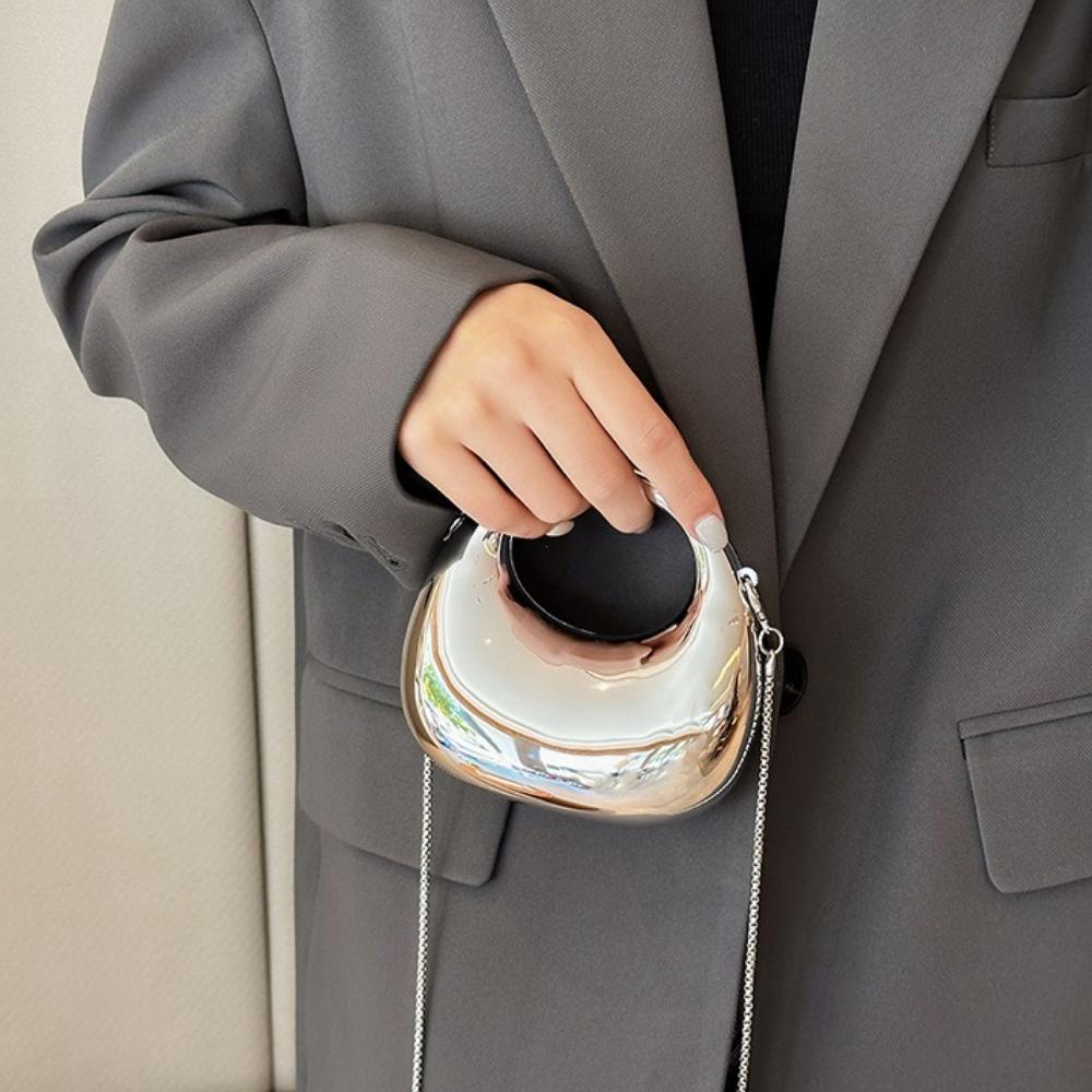 Women's Crossbody Bag PVC Metallic Luster Half Moon Party Banquet Women's Bag Luxury Handbag Bolso De Mujer