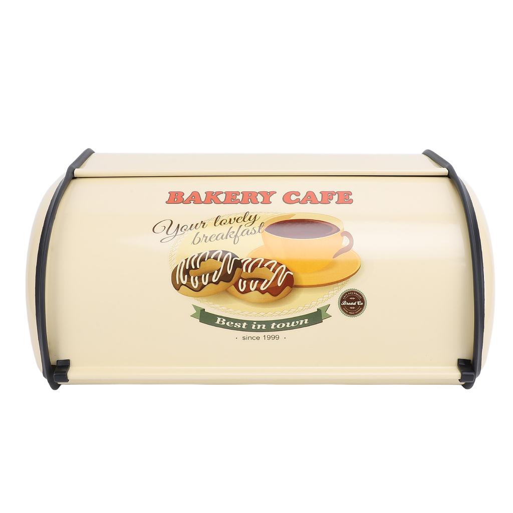 Bread Box Exquisite Elegant Drum Type Metal Bread Storage Bin for Bread Cake Doughnut Biscuit Food Tableware Champagne