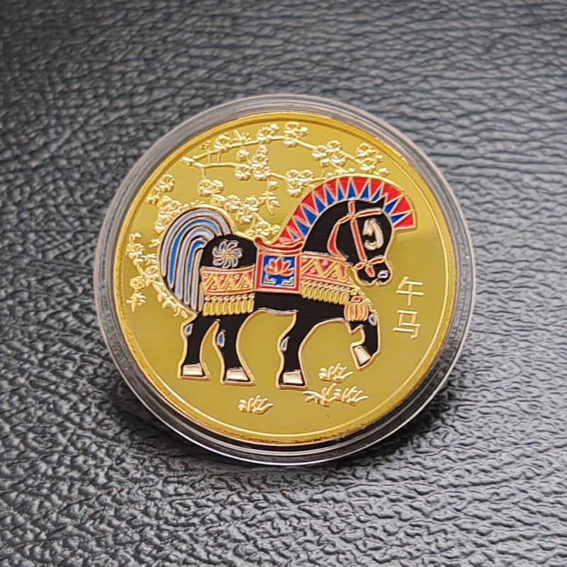 

Сувенирная монета с лошадью для коллекционного украшения, монета на удачу, амулеты, памятная монета, металлические изделия 40 мм, памятная монета со знаком зодиака лошади A1