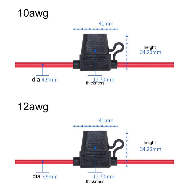Waterproof Mini Small Medium Auto Fuse Holder 16/14/12/10AWG Car Blade Fuse Wire Cable 10A 20A 30A 50A Fuse Power Socket Fuse Holders1