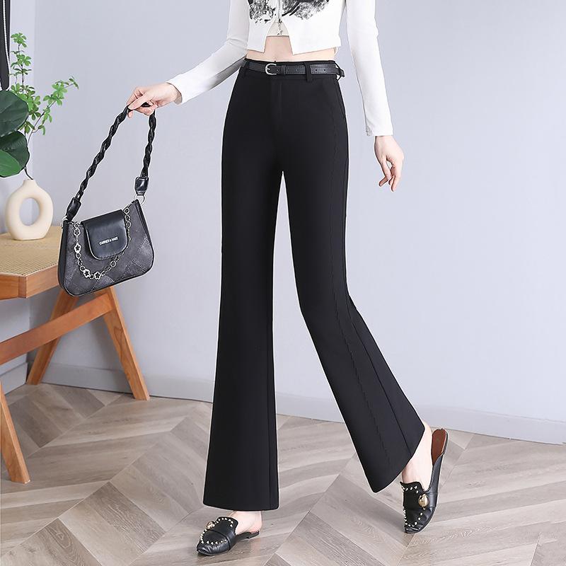 Dámské jarní a podzimní mikro-drapované kalhoty s vysokým pasem, slim, tenké, ležérní oblek