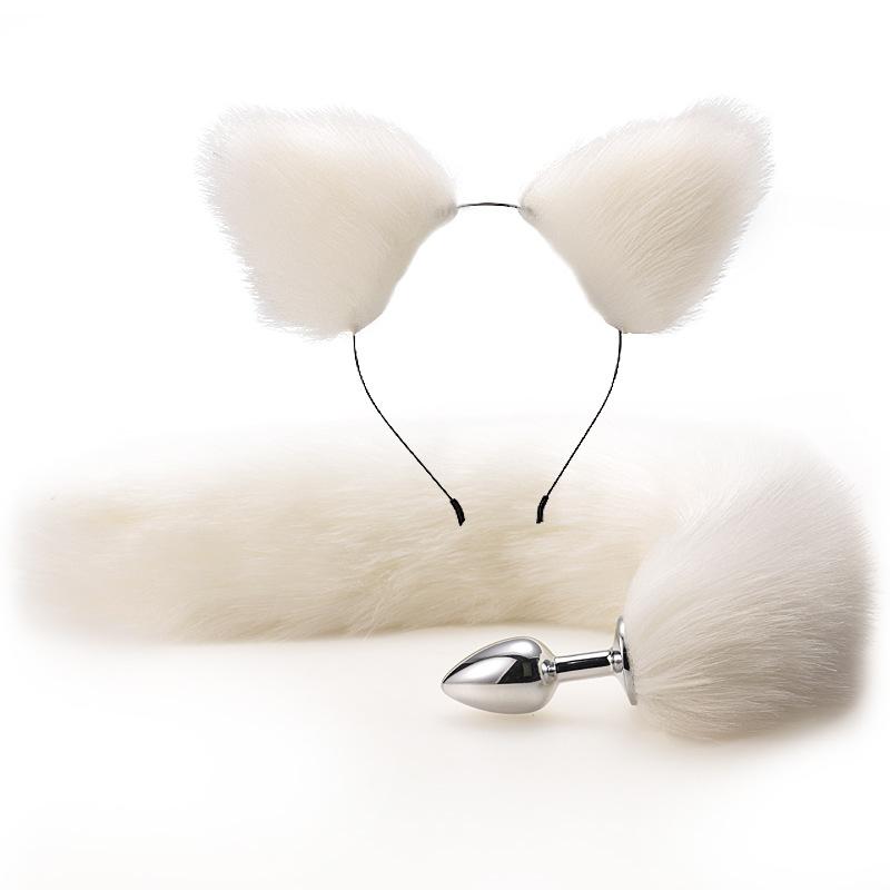 Meilang Ears Fox Tail Butt Plug Metal Anal Plug Sex Toys Adult Toys Couple Sex Product