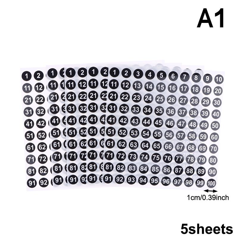 5 Ark Nummerklistermärken 1-100 Etikett Nummerklistermärke För DIY Hantverk Nagellack Limflaska Scrapbooking Dagbok Kontorsmaterial