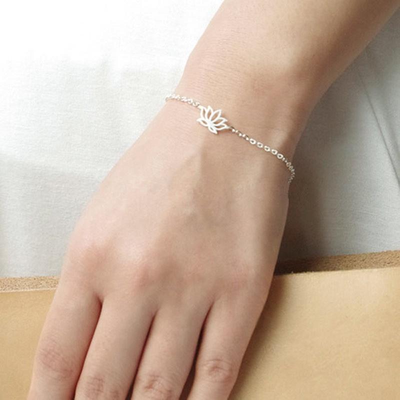 2Pcs European and American fashion jewelry elegant lotus bracelet alloy plating lotus flower pendant