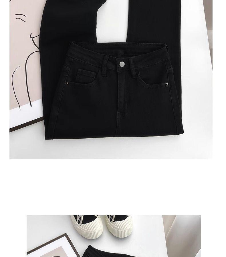 Women’s High Waist Black Micro Flare Jeans - Spring 2026, Stretchy, Slimming, Versatile, Petite Horseshoe Flare Design.