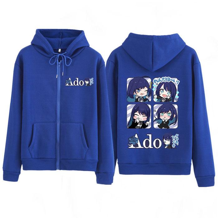 Ado Anime Double-sided Print Zipper Hoodies Women Men Autumn Winter Casual Harajuku Fashion Fleece Aesthetics Jacket Hoodies