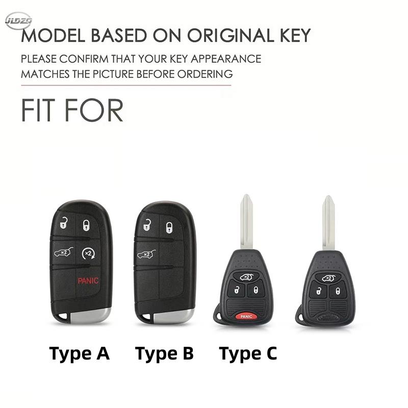 Leather Car Key Cover For Chrysler Pacifica Aspen 300 For Dodge Ram Caravan Journey Challenger For Jeep Commander Grand Cherokee