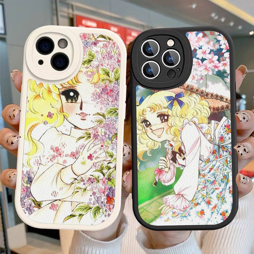 Manga Candy Phone Case For IPhone 16 15 14 13 12 11 Pro Max Plus Leather Soft Cover
