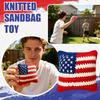 Set of 6 American Flag Pattern Crochet Bean Bag Toss Toys Durable Soft Fabric Square Shape for Indoor Outdoor Games