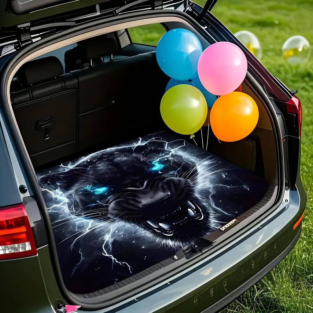 1Pcs Lightning Black Panther Car Trunk Mat with Anti Slip Cargo Liner Waterproof Rear Storage Protector Floor Mat for SUV Sedan
