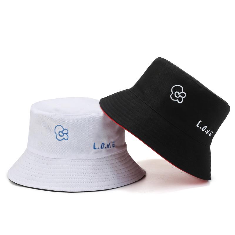 Women's Double-Sided Smiley Face Bucket Hat - Sun Protection, Korean Style, Embroidered, Large Brim