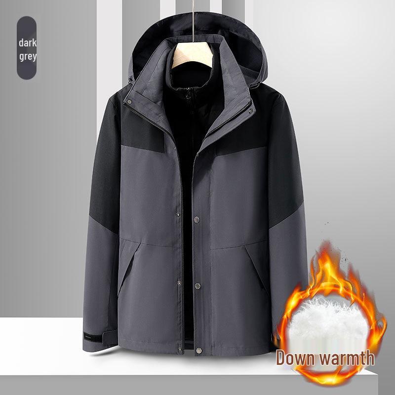 

Унисекс Водонепроницаемый и Ветрозащитный Комплект Пуховика 3-в-1 - Теплая, Устойчивая к Пятнам, Универсальная Одежда для Активного Отдыха M