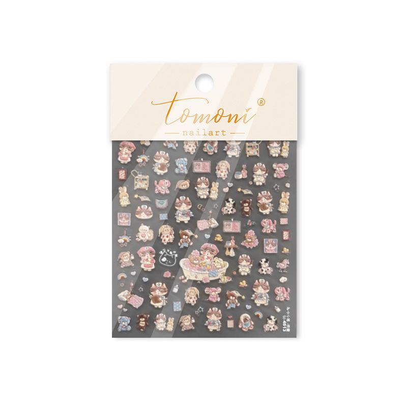 

Тисненые наклейки для ногтей Tomoni - Дизайн Милый котенок-медсестра , Популярные японские аксессуары для нейл-арта