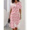 Summer Short Sleeved Dress 3D Floral Print Retro Dress Bohemian Dress Plus Size