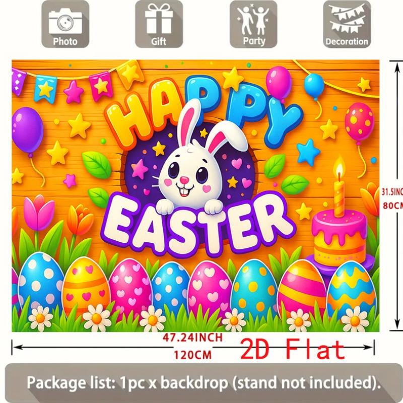 2D flat, 1-piece Easter Bunny and Easter Egg party banner – Happy Easter slogan