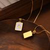 Stainless Steel Pendant Necklace Men Fashion Letter Square Card Necklace Adjustable Chain Necklace Present for Man Woman