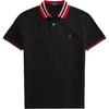 Polo Striped Logo Embroidered Vertical Button Short Sleeve Polo Shirt Men Tops Black 710828371-001