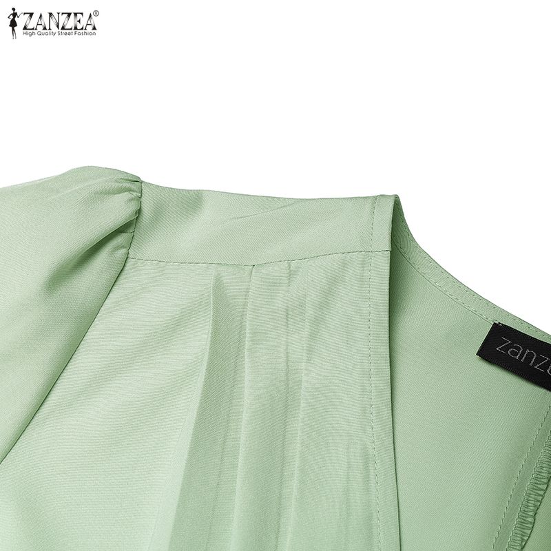ZANZEA Women Elegant Casual V-Neck Long Sleeve Dress
