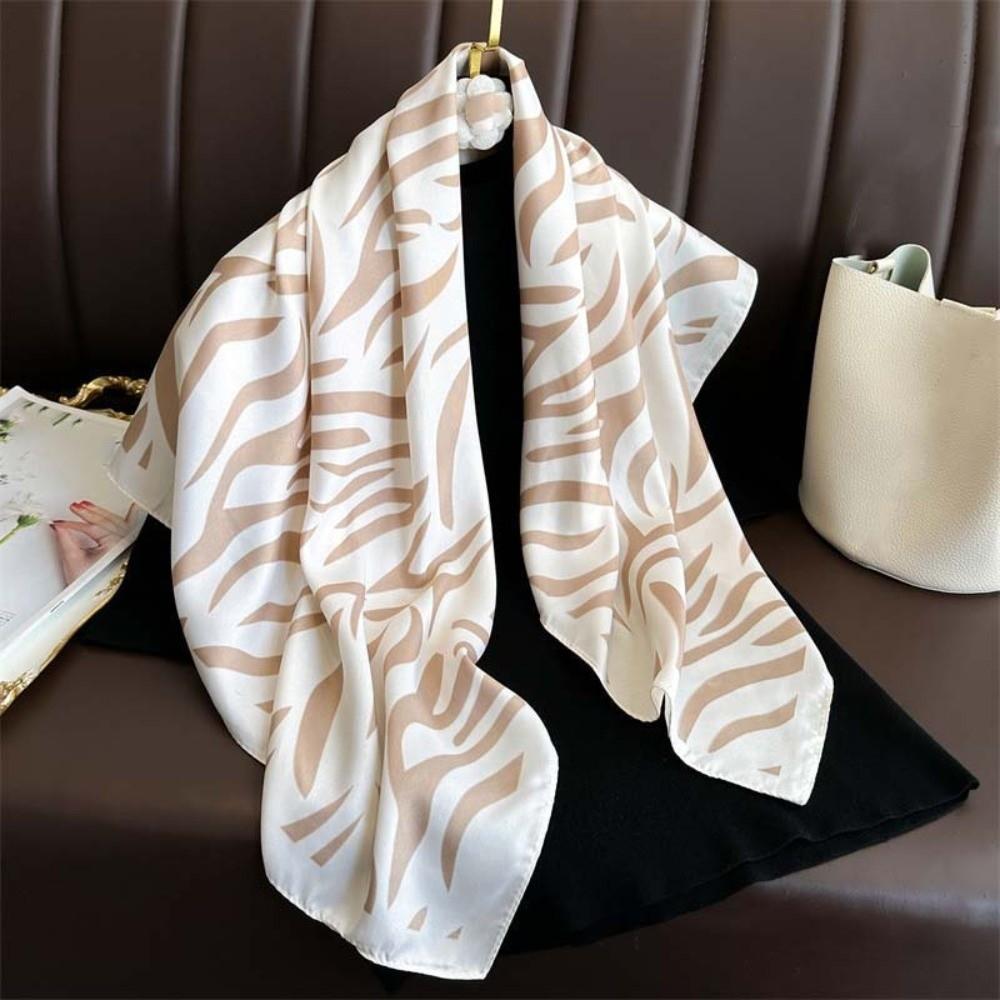 Breathable Stripes Square Headscarf Lightweight Printed Silk Scarf 90 CM Square Scarf Outdoor