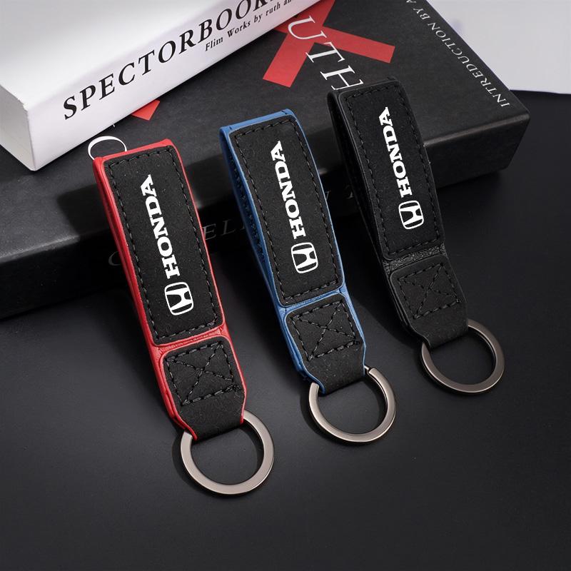 Suede Car Emblem Keychain Buckle Key Ring For Honda Civic Fit Jazz Accord Pilot CRV Odyssey Shuttle HRV Fk7 Fk2 Mugen Fk8 Type R EB1