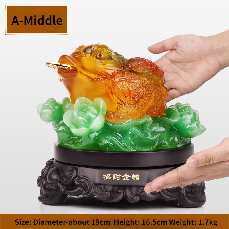 Fengshui Colorful Golden Toad Ornament Attract Wealth Rotating Three Legged Toad Glazed Jade Living Room Decoration Opening Gift