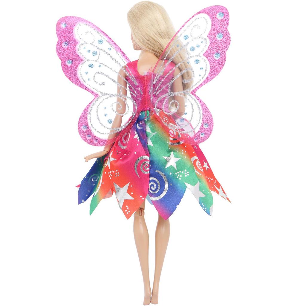 Fashion Doll Dress with Wing Fairy Tale Mini Gown Pink Clothes for Barbie Doll 11.5'' Kids Toy Accessories