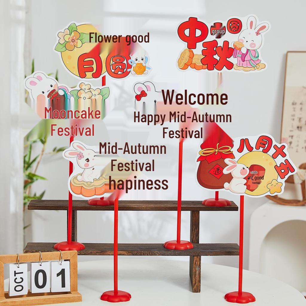 2025 Mid-Autumn Festival & National Day Cat Decor Sign for Shopping Mall & Store Counter Display