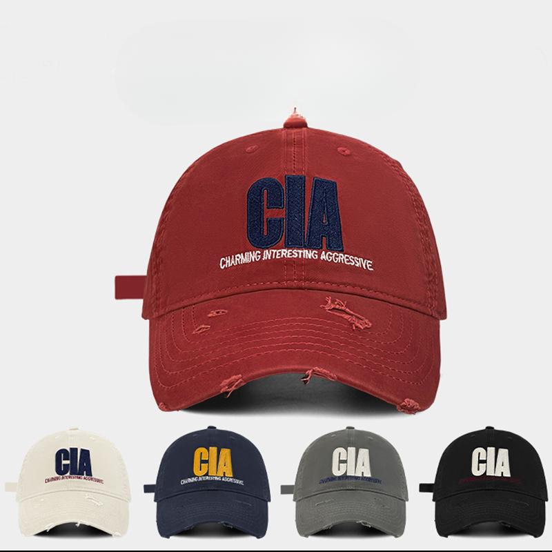 American Style Worn Out Letter Baseball Cap Women's Street Versatile Face Showing Small Duckball Cap Couple Traveling Sun Protection Leisure