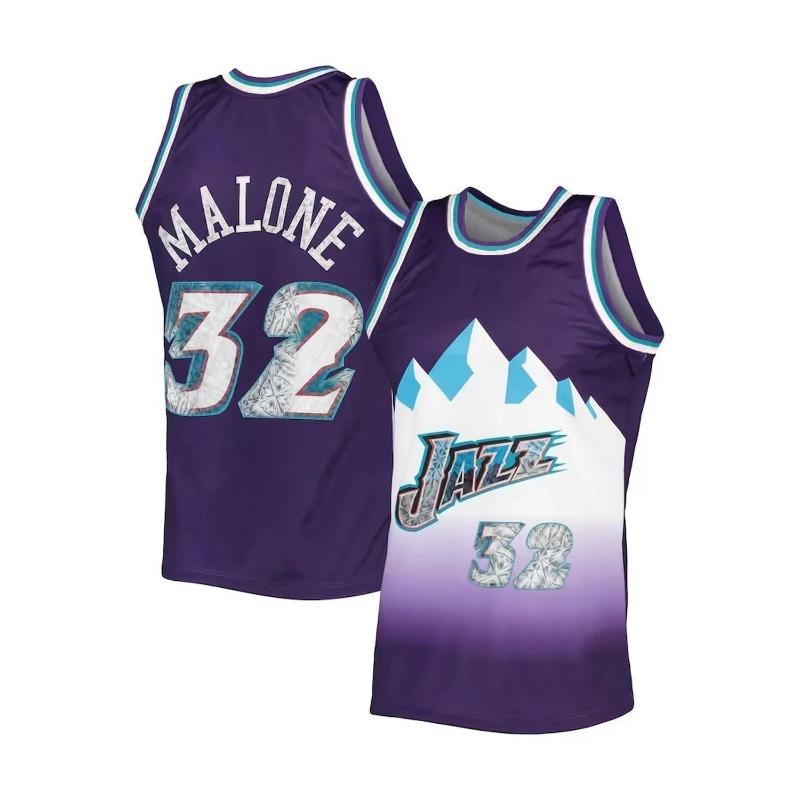 Purple with Mountain Graphic & Gradient Design Breathable Sports Basketball Jersey Stylish Athletic Fan Jersey Family Clothing