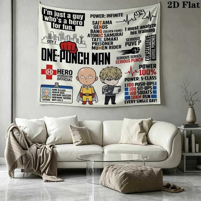 Onepunch Man Wall Tapestry Aesthetic Wall Hanging Printed Fabric Blanket Decorative Tapestries For Bedroom Living Room Home Decor