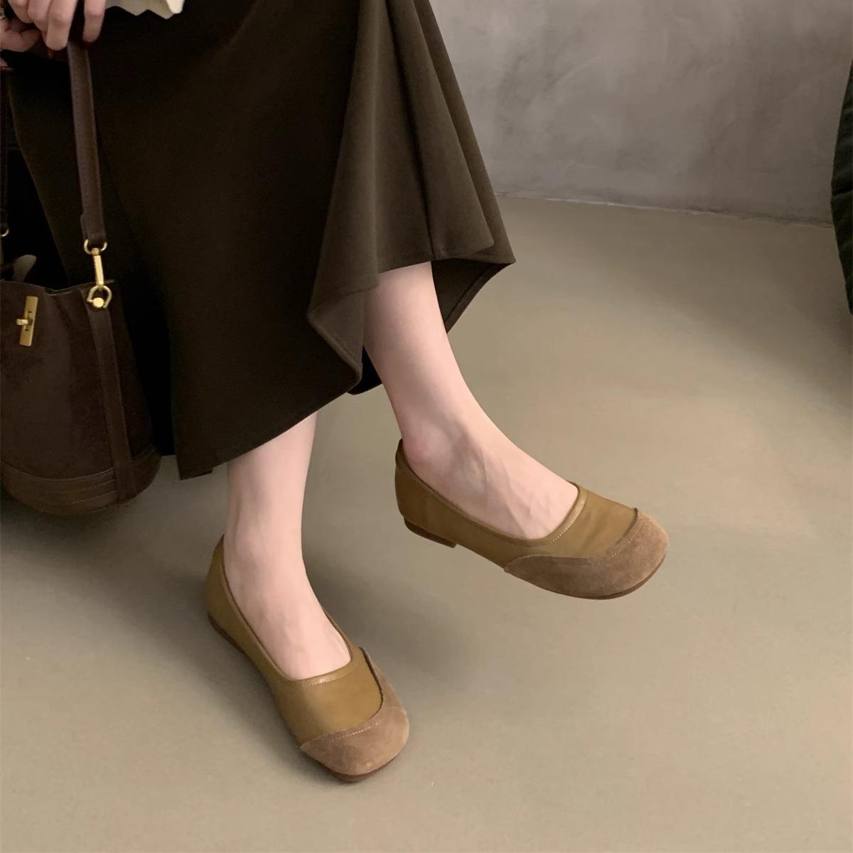 

Retro round head shallow mouth single shoes women s spring and autumn new Korean version French evening breeze flat bottom one pedal casual Dou 35 серебряный