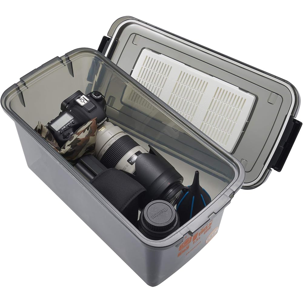 HAKUBA Dry Box NEO 15L Smoke KMC-41 Moisture-proof Storage Case - Made In Japan - Mold and Moisture Prevention, Stackable, Includes Desiccant.