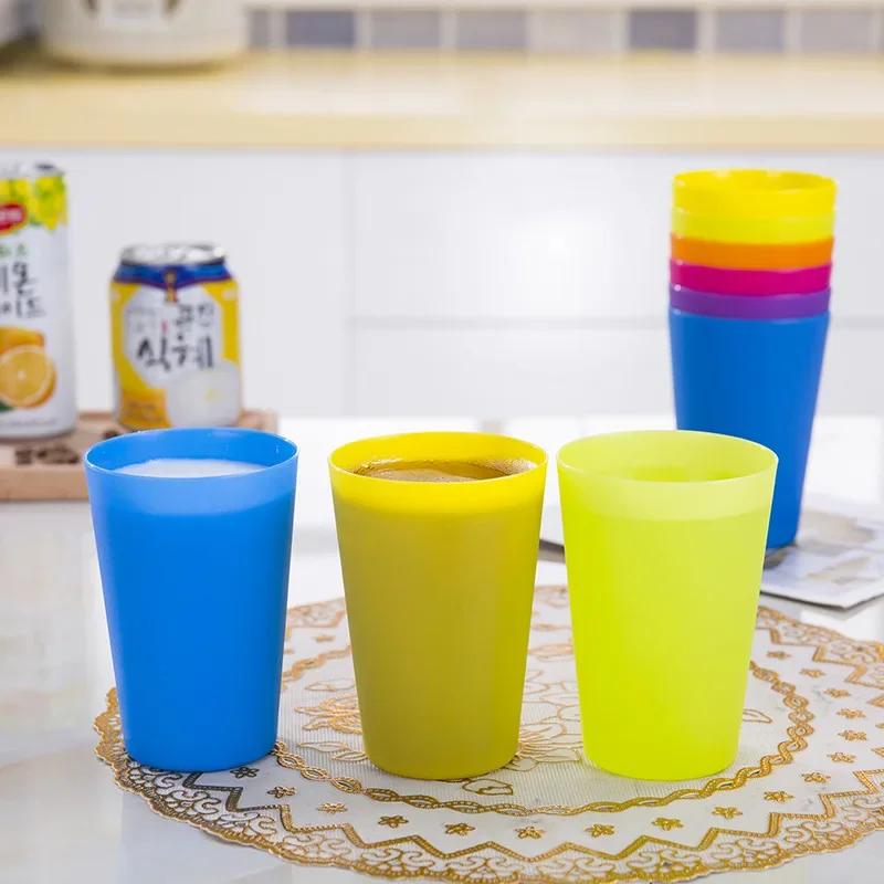 Pack of 6 Portable Rainbow Suit Cup Picnic Tourism Plastic Coffee Tea Cup Household Cups Colorful Performance Cup