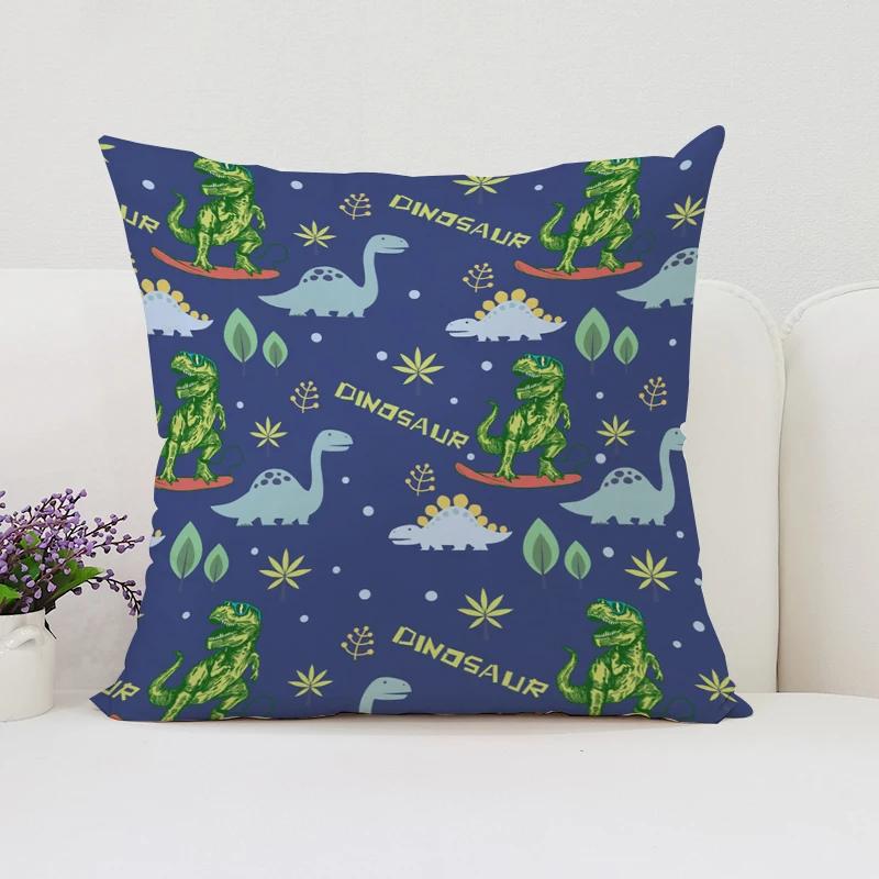 40x40 Cushion Cover Dinosaur Land Pillow Cover Sofa Decoration Children's Room Decorative Pillow Cover Kids Exquisite Gift