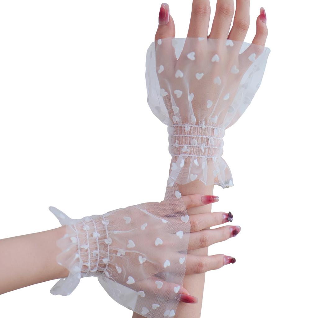 Heart Mesh Arm Sleeves For Nail Photography Breathable Sheer Fabric Elastic Cuffs Fashion Accessories