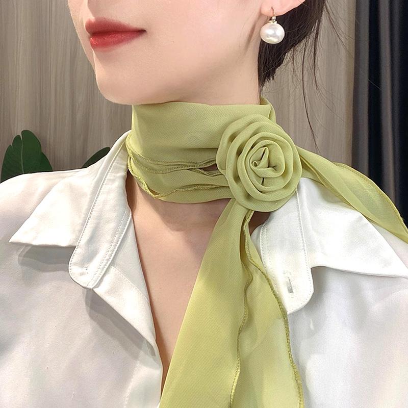 Frauen Candy Farbe Chiffon Seide Schal Rose Decor Neck Kragen Sonnenschutz Halstuch Dünne Sommer Weich