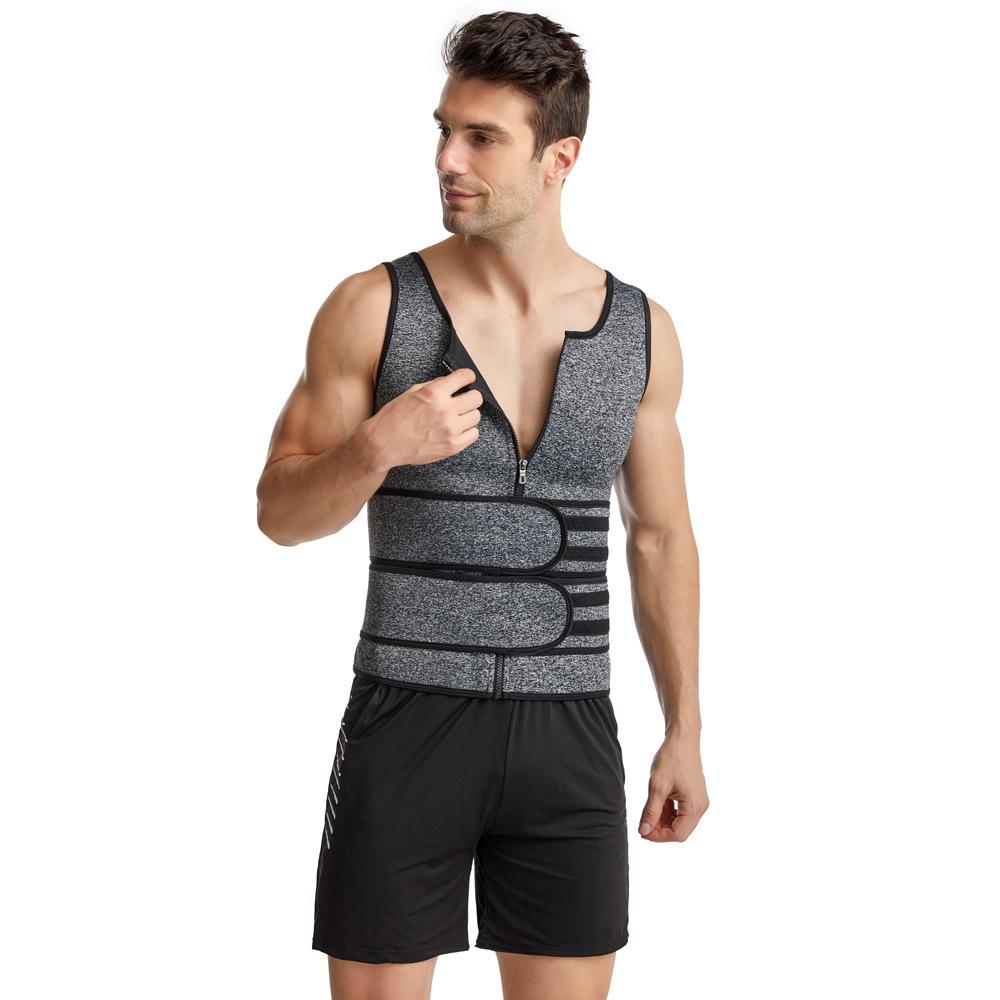 Men's Tummy Tuck Vest Double-Breasted Bodysuit Shapewear Hide Beer Belly Tight Sports Corset for Warm-Up
